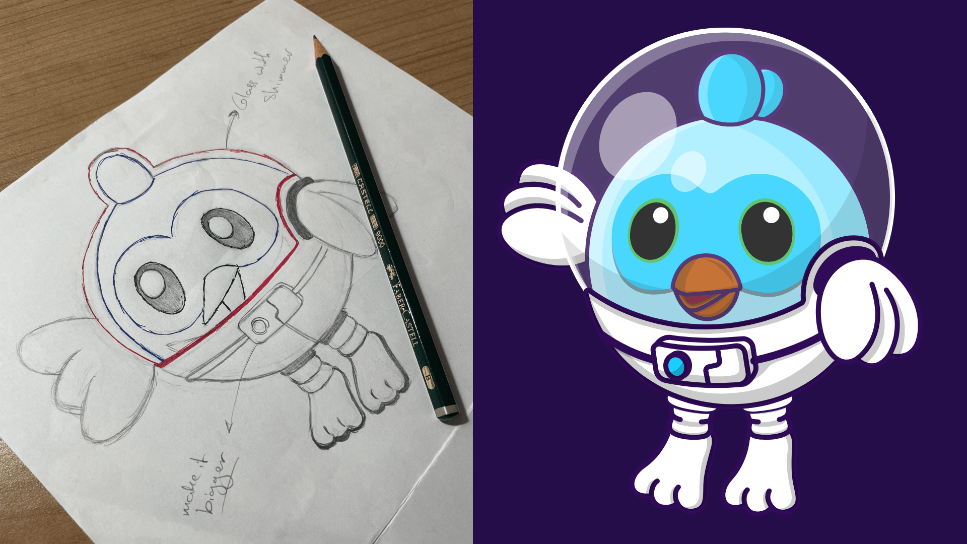 Dashtronaut Flutter Slide Puzzle Dash (Dashatar, Flutter Mascot) Sketch